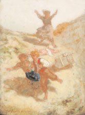 LANFANT de METZ François-Louis (1814-1892) « Scène d'enfant » Huile sur panneau,...