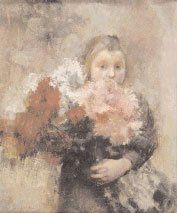 BOURGONNIER Claude-Charles (Mort en 1921) « Jeune fille au bouquet de fleurs » Huile...