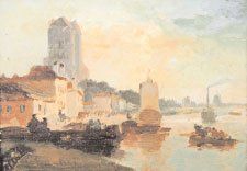 KUWASSEG Charles (1833-1904) « Port en Normandie » Huile sur panneau, signée en bas...