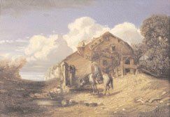 FLERS Camille (1802-1868) « Cavalier et sa monture » Huile sur toile signée en bas...