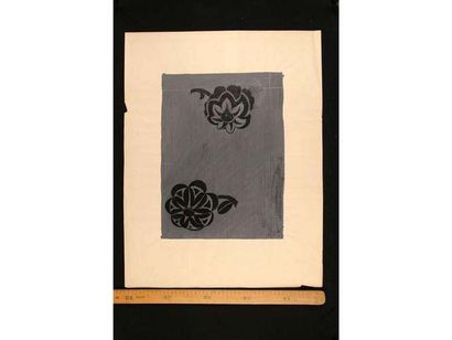 null « Deux roses stylisées ». Gouache. 50,3 x 65,1 cm.