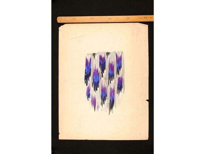 null « Composition en dégradé de bleu, noir et violet ». Gouache. 50 x 65 cm.