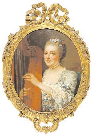 COLSON Jean - François Dijon 1733 - Paris 1803 "La jeune harpiste". Huile sur toile...