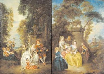 PATER Jean - Baptiste (Ecole de) (Valenciennes 1695 - Paris 1736) 1 - "La Belle bouquetière"....