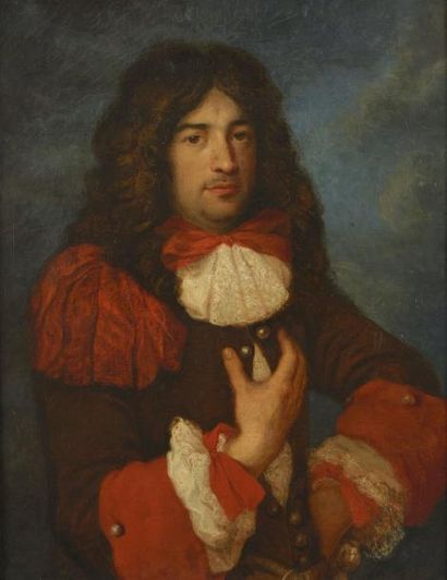 Ecole française dans le goût de la fin du XVIIème siècle "Portrait d'homme au ruban...