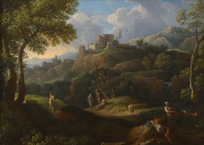 BLOEMEN Jan Frans van (Anvers 1662 - Rome 1749) "Paysage de la campagne romaine avec...