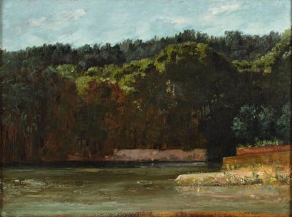 Maurice ORDINAIRE (1848-1896) Elève et ami de Courbet "Paysage". Huile sur toile....