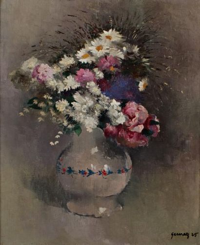 Paul-Elie GERNEZ (1888-1948) «Bouquet de fleurs», Huile sur toile, signée en bas...