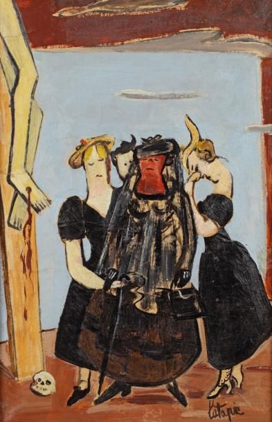 Louis LATAPIE (1891-1972) "Femme en noir", Huile sur papier mafouflé sur toile, signé...