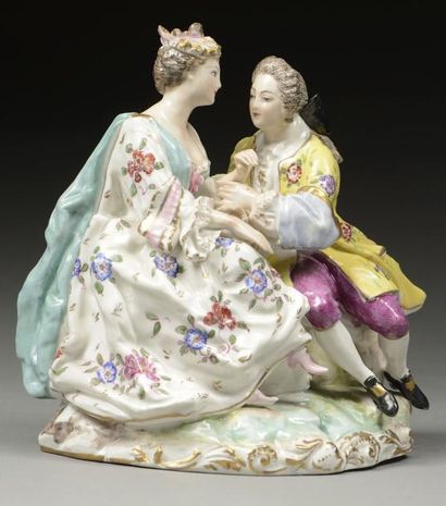 Dans le goût de Meissen, Allemagne, XIXe siècle Couple de personnages galants.H:...