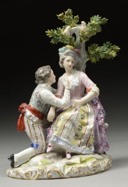 Dans le goût de Meissen, Allemagne, XIXe siècle Couple de personnages galants.H:...