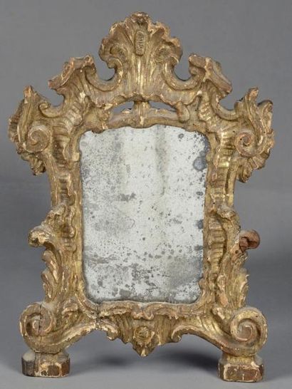 null GLACE à encadrement en bois doré, style du XVIII ème s., 38 x 27 cm (restau...