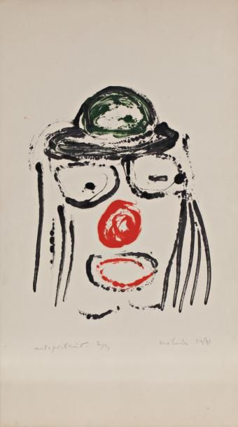 Bernard MELOIS (né en 1939) "Autoportrait", Estampe, signée et datée 1980 en bas...