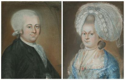 ÉCOLE FRANÇAISE de la deuxième moitié du XVIIIe siècle "Portraits de M et Mme Moisseron",...