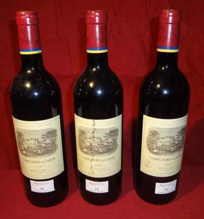 null 3 Bouteilles, Carruades de Lafitte Rothschild, 1998, second vin du CHÂTEAU LAFITTE...