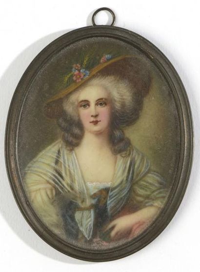 null Madame Elisabeth, soeur de Louis XVI, au chapeau de paille d'après Mme Vigée...