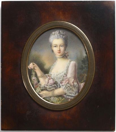 null Madame du Barry en Flore, variante d'après François-Hubert Drouais Miniature...