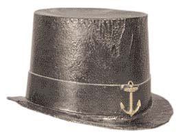 null Réplique de chapeau de marin du port : chapeau haut-de-forme en cuir et filasse...