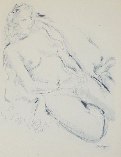 Louis TOUCHAGUES (1893-1974) "Femme allongée". Lithographie. Signée dans la planche...