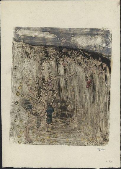 André-Albert TONDU (1903-1980) "Composition abstraite" Monotype sur papier, signée...