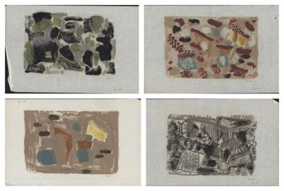 André-Albert TONDU (1903-1980) "Compositions abstraites" ensemble de 3 monotypes...