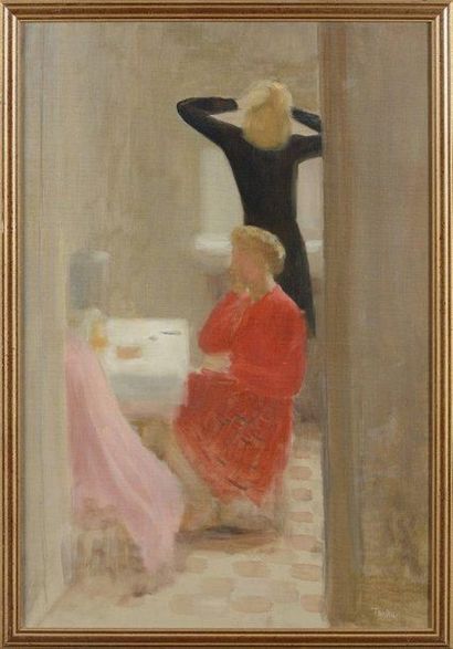 André-Albert TONDU (1903-1980) "La toilette" Huile sur toile, signée en bas à droite....