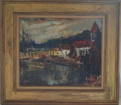 Rodolphe CAILLAUX (1904-1989) "La Marre" Huile sur toile. Signée en haut à gauche....
