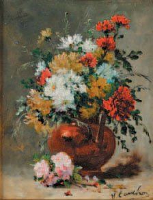 Eugene Henri CAUCHOIS (1850-1911) "Bouquet champêtre" Huile sur toile, signée en...