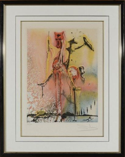 Salvador DALI (1904-1989) "Don Quichotte" lithographie. Signée en bas à droite au...
