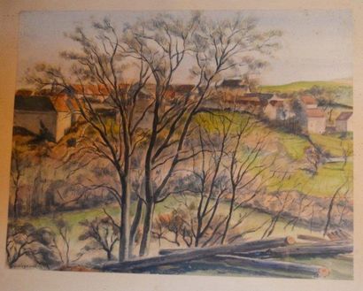 André DESLIGNERES "Sous bois" Aquarelle SBG 49 x 62 (a vue)