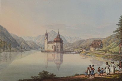 Carl Ludwig VIEHBECK (Vienne 1760-1827) Ensemble de trente-deux aquarelles sur traits...