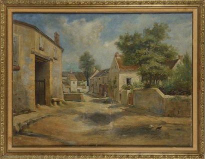 Marthe Jeanne Louise LA LYRE (XIX-XX) "Village de Frémainville" huile sur toile,...