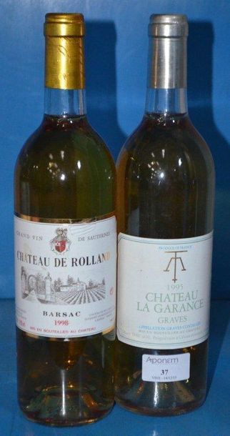 null "Lot de 2 Btles: 1 Château DE ROLALAND 1998 - BARSAC, 1 Château LA GARANCE -...