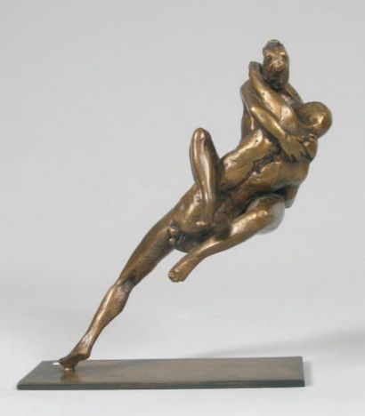 CIBOT Elisabeth (né en 1960 à Nantes) " Le manège " Bronze à patine brune, signé...