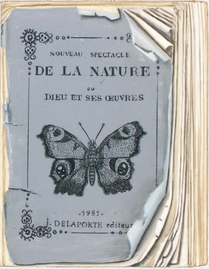 DELAPORTE Janine (Paris 1928 -) " Livre de la nature " Huile sur bois, signée en...