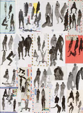 Alex Burke Sans titre ( Gorée 3), encre sur enveloppes, 75 x 60 cm Signés au dos
