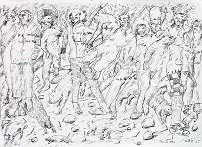 Soly Cissé Série le monde perdu 1, dessin sur papier, 38 x 53 cm