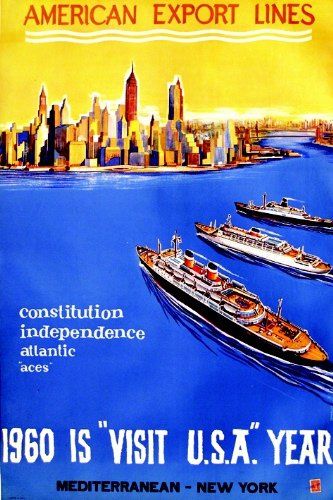 PAMPALLINI American Export Lines 1960 is "visit USA" year. Mediterranean - New-York....