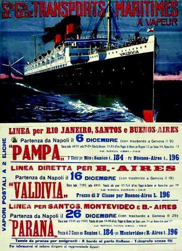 null Sté Gle de Transports Maritimes à Vapeur Bâteau "Valdivia". 1920. Richter &...