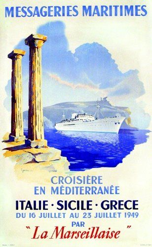 GUERRA Messageries Maritimes - "La Marseillaise". Croisière en Méditerranée Italie...
