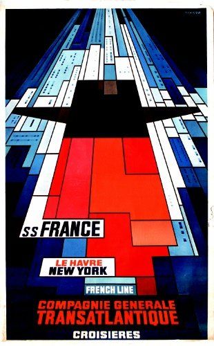 BAINBRIDGE SS France French Line. Le Havre - New-York. Aff. N.E. B.E. B + Taches...