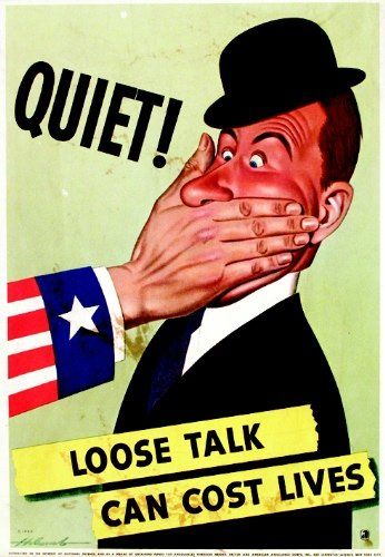 HOLCOMB Quiet! Loose talk can cost lives. 1942. Aff. N.E. B.E. B + Taches. Déchirures...
