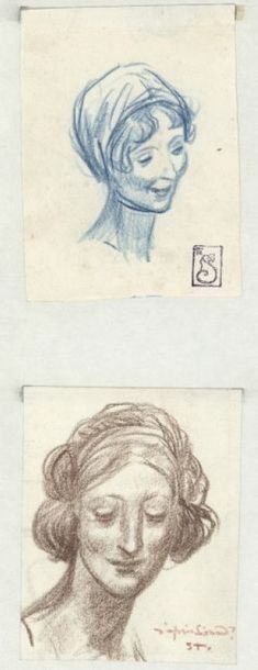 Théophile Alexandre STEINLEN (1859-1923) Etude de têtes

Dessin au crayon bleu portant...