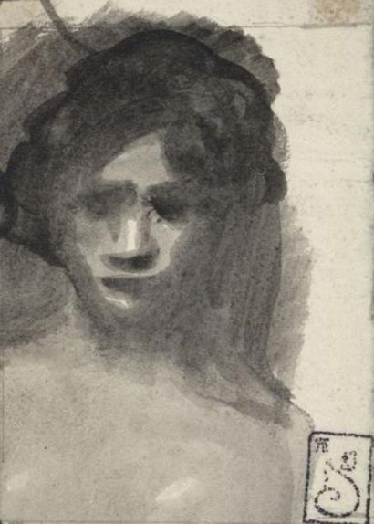 Théophile Alexandre STEINLEN (1859-1923) Portrait de femme

Dessin au lavis, porte...