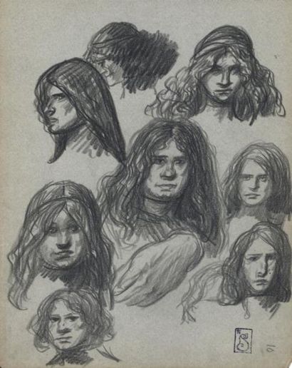 Théophile Alexandre STEINLEN (1859-1923) Etudes de portraits

Dessin au crayon, porte...