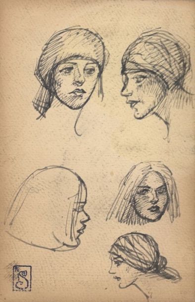 Théophile Alexandre STEINLEN (1859-1923) Portraits de femmes

Dessins à la plume,...