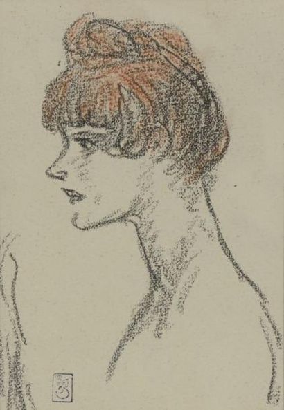 Théophile Alexandre STEINLEN (1859-1923) Portrait de femme rousse - La Goulue

Dessin...