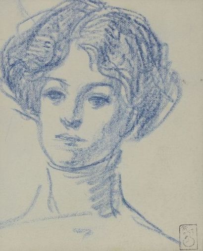 Théophile Alexandre STEINLEN (1859-1923) Portrait de femme

Dessin au crayon bleu,...