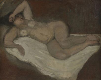 Théophile Alexandre STEINLEN (1859-1923) Nu allongé sur fond rouge

Huile sur toile,...