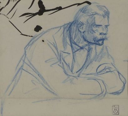 Théophile Alexandre STEINLEN (1859-1923) Portrait d'homme

Dessin au crayon bleu,...